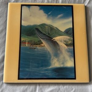 Wyland Art Tile, Humpback Whale, Vintage 8” x 8”